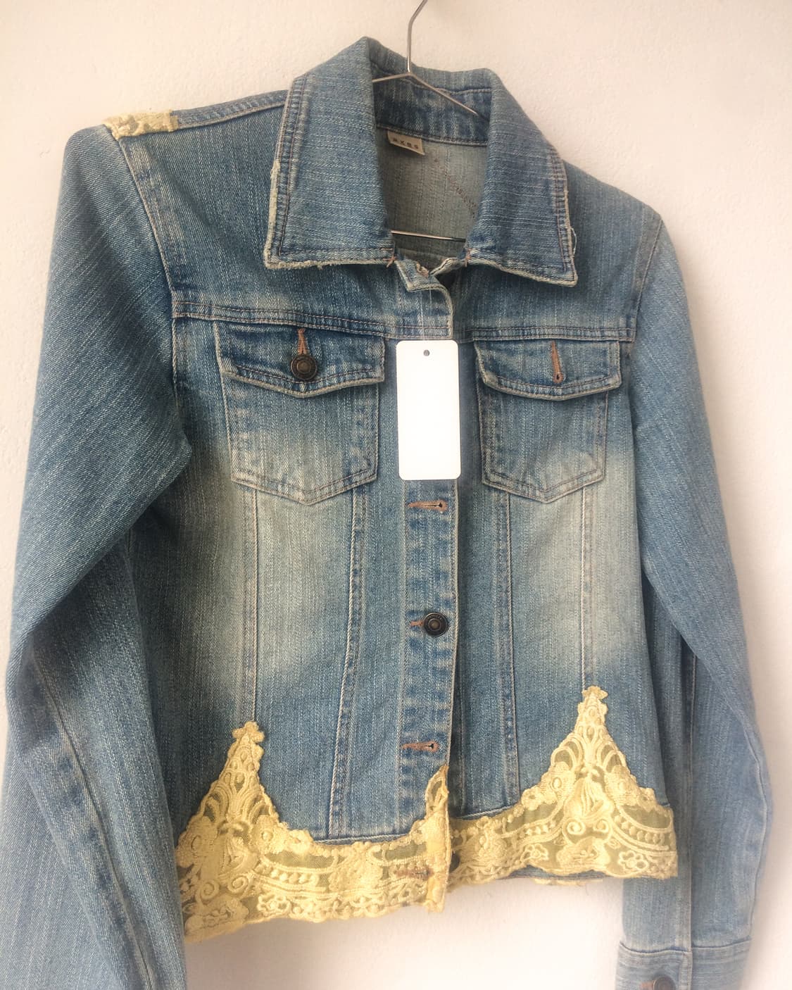 axes femme lace trimming denim jacket 상품이미지4