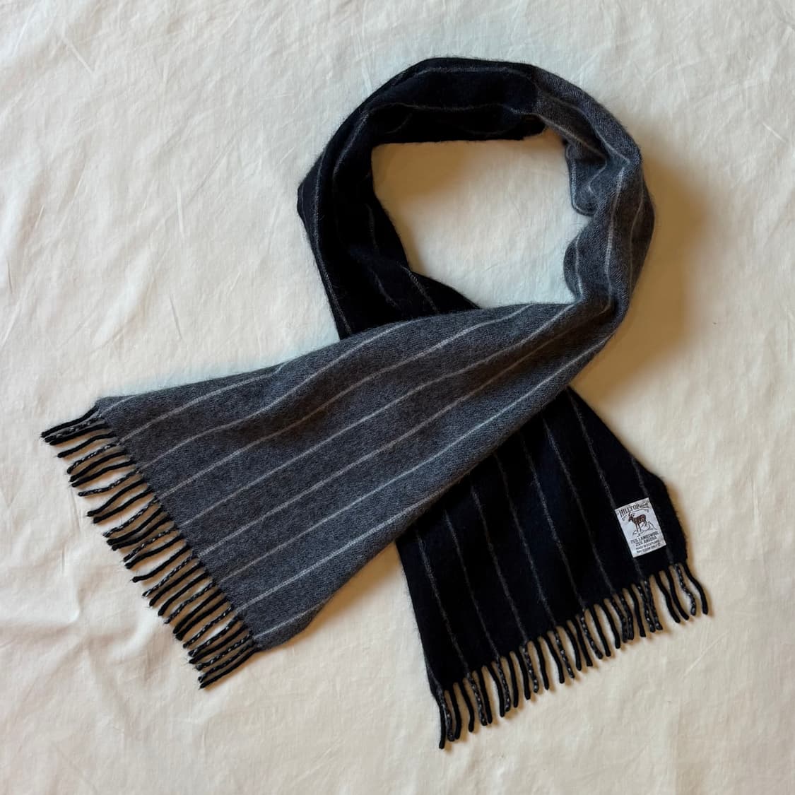 Scotland 울 앙고라 블랙 그레이 스트라이프 머플러 상품이미지2