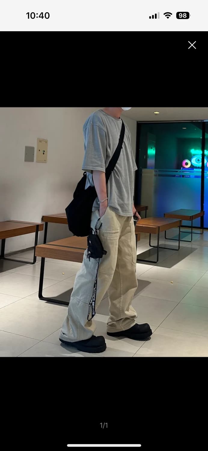 [L]헤더헬렌 가먼트 베이지 카고팬츠 새상품 상품이미지2