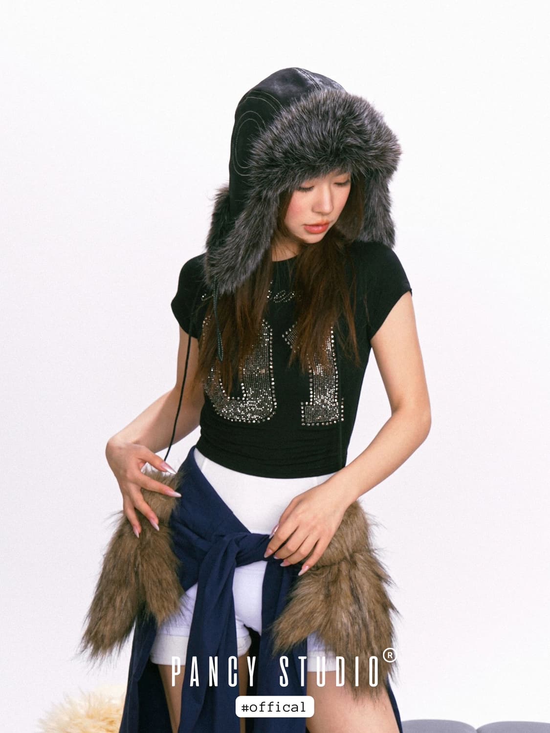 Pancy studio 트루퍼햇 군밤모자 블랙퍼 귀도리 방한모자 오네갸루 상품이미지2