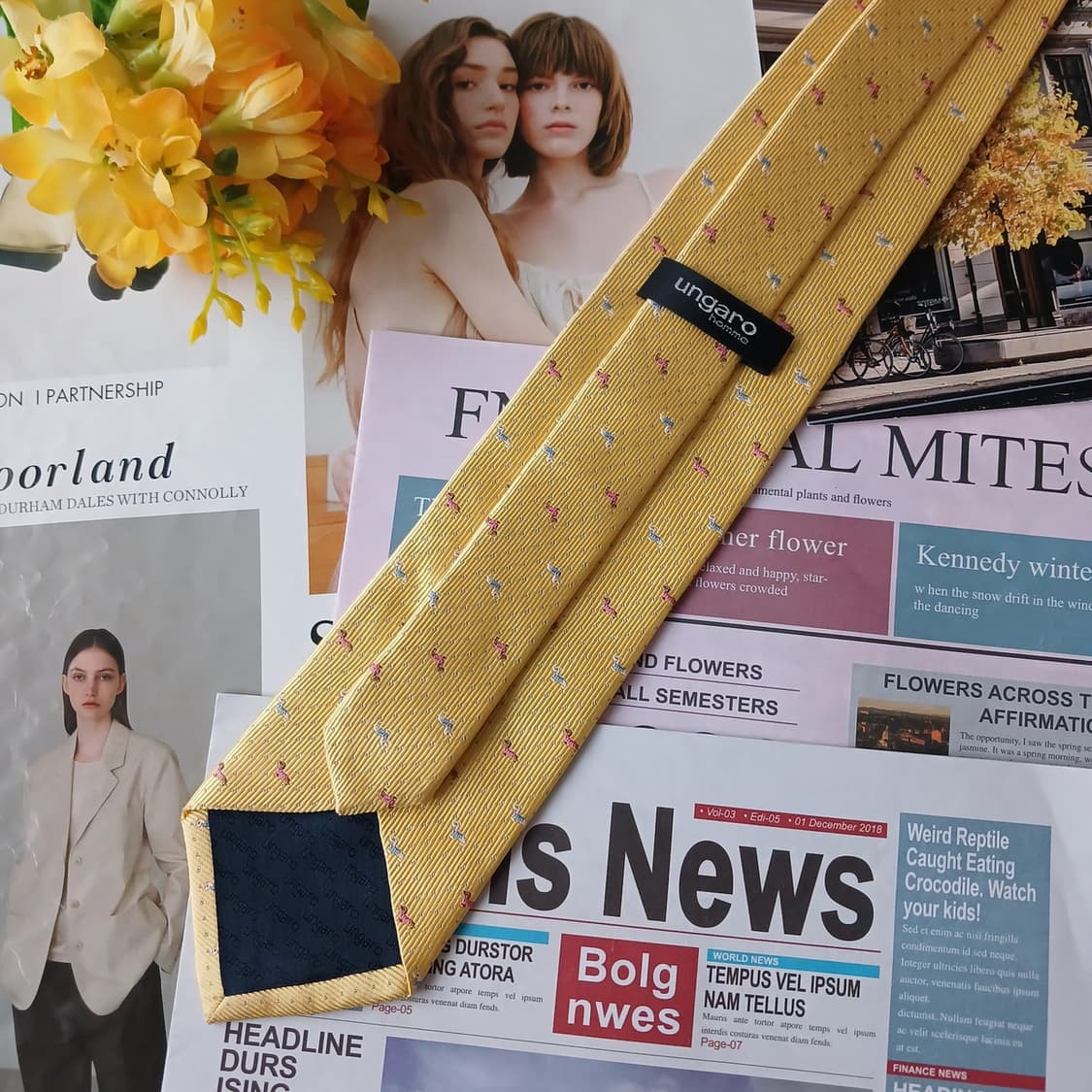 웅가로 옴므 실크 강아지 패턴 넥타이 8.7cm A+등급 A19380
 상품이미지4