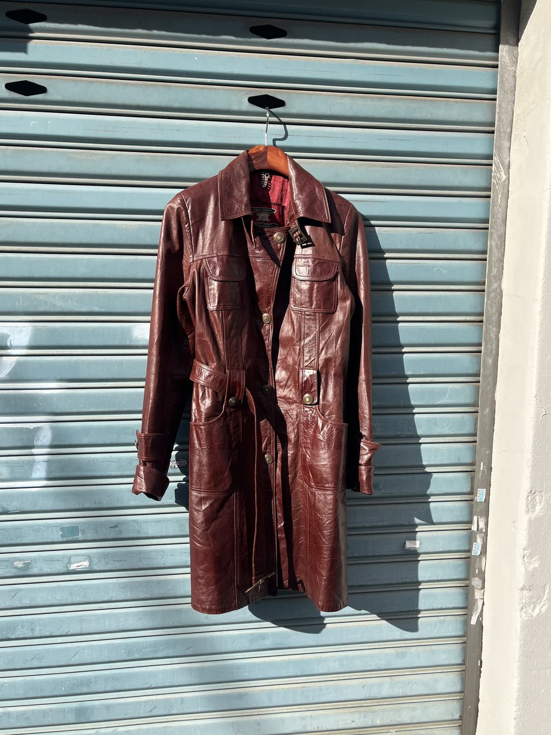 Vintage (maede in Italy) 리얼레더 레드컬러 코트  상품이미지1