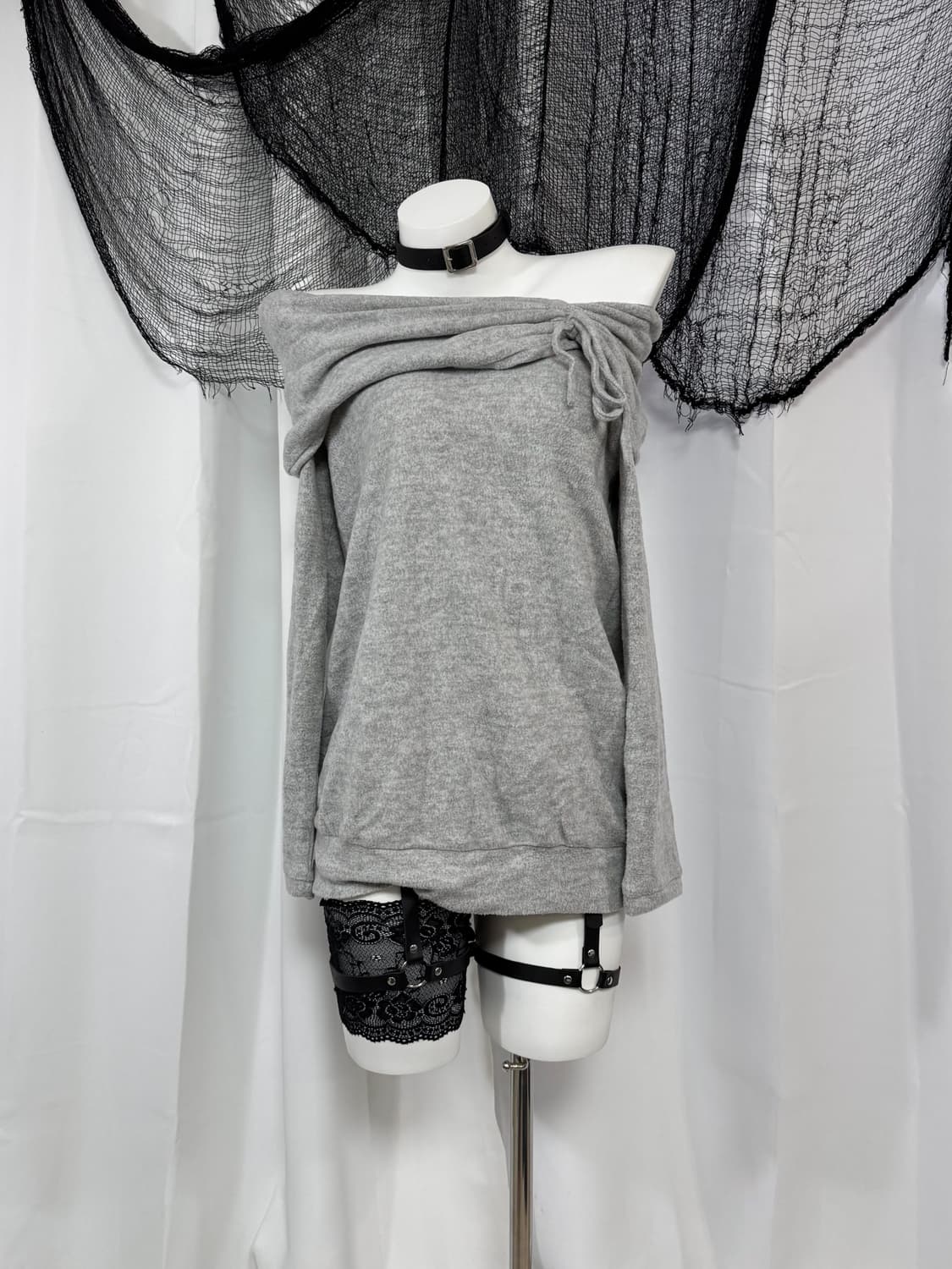 gray off shoulder knit 상품이미지1