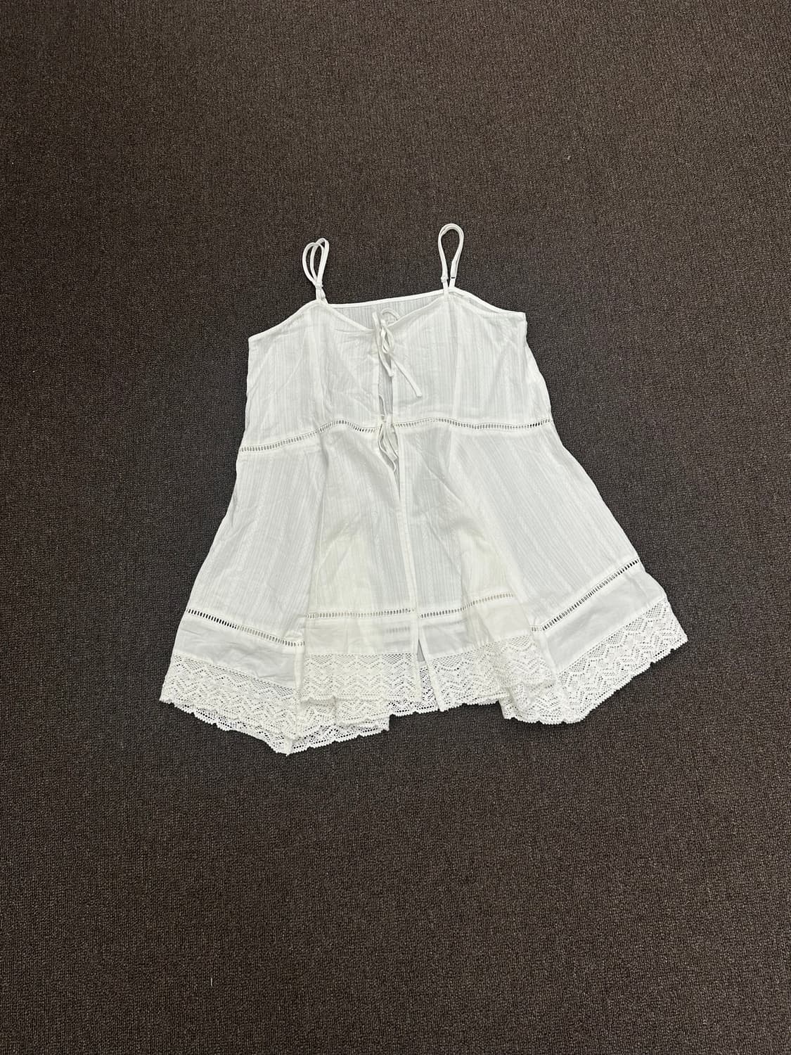 OS)Japanese vintage 여성 화이트 펀칭 레이어드 나시 원피 상품이미지3