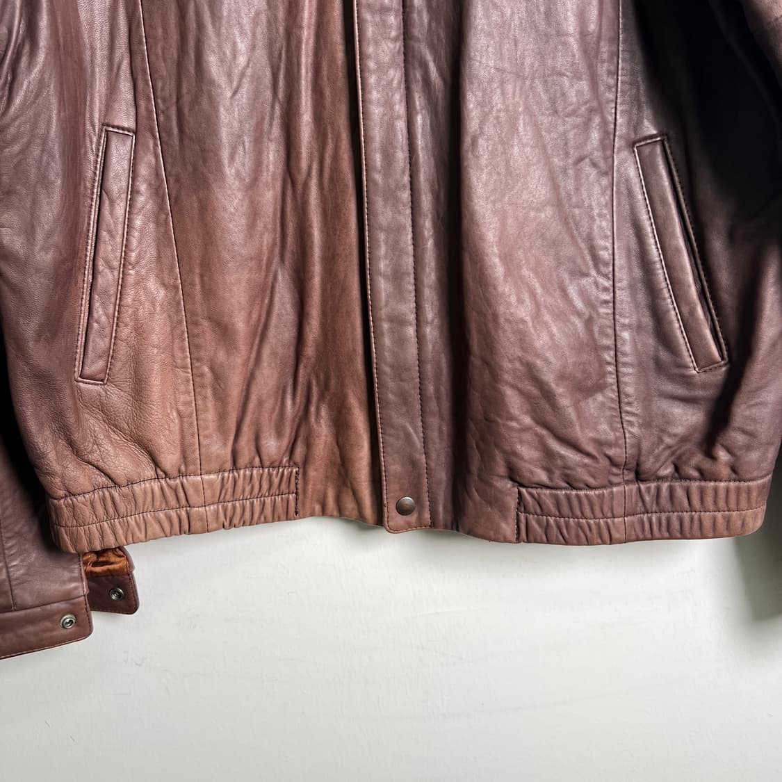 Remy 버건디 래글런 레더 자켓 40 상품이미지5