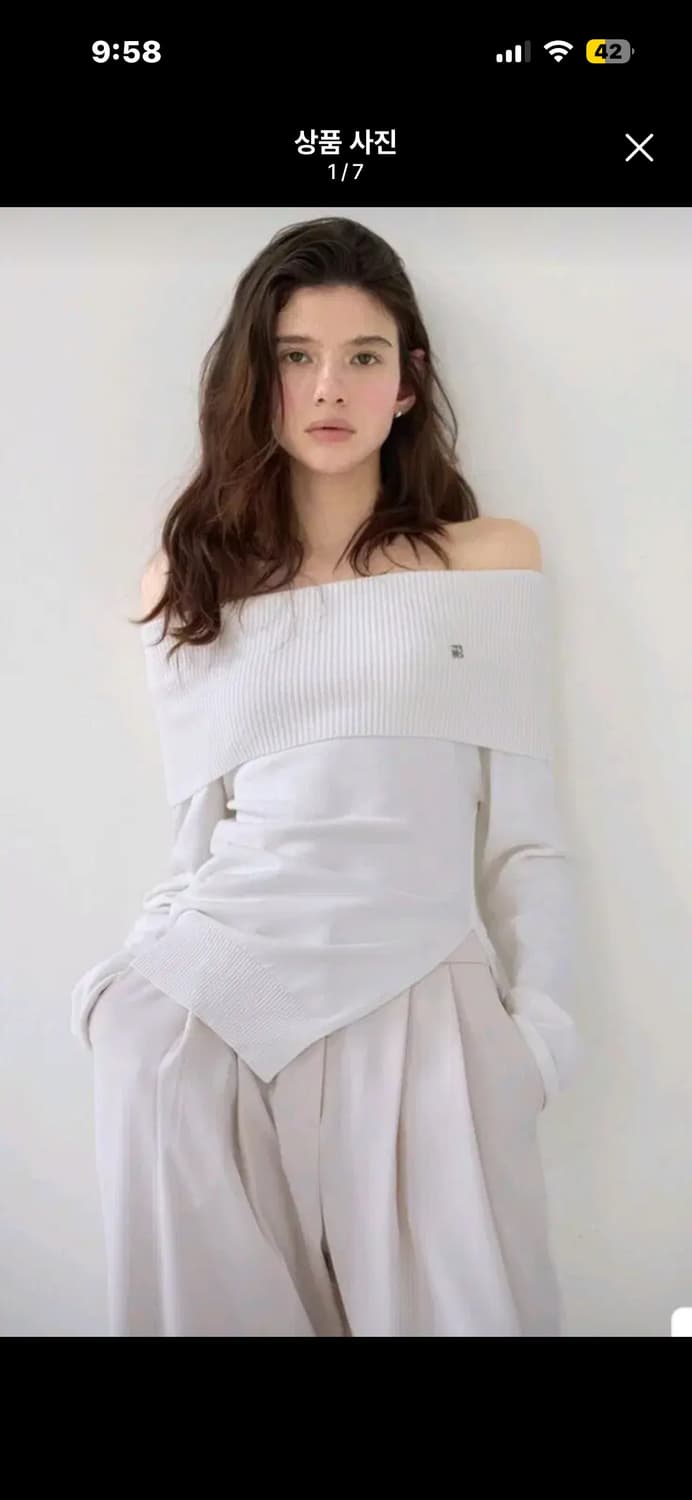 ODS 무쉬 오프숄더 니트 아이보리 상품이미지1