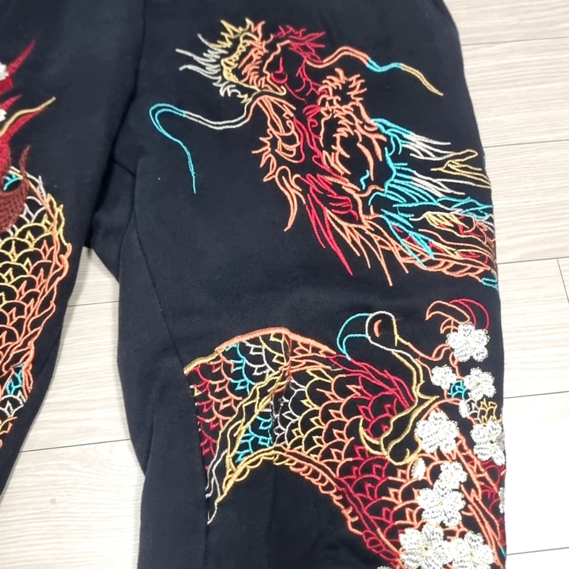 일본제 드레곤나가 일본빈티지 블랙 용 자수 조거팬츠 트레이닝(실측) 상품이미지2