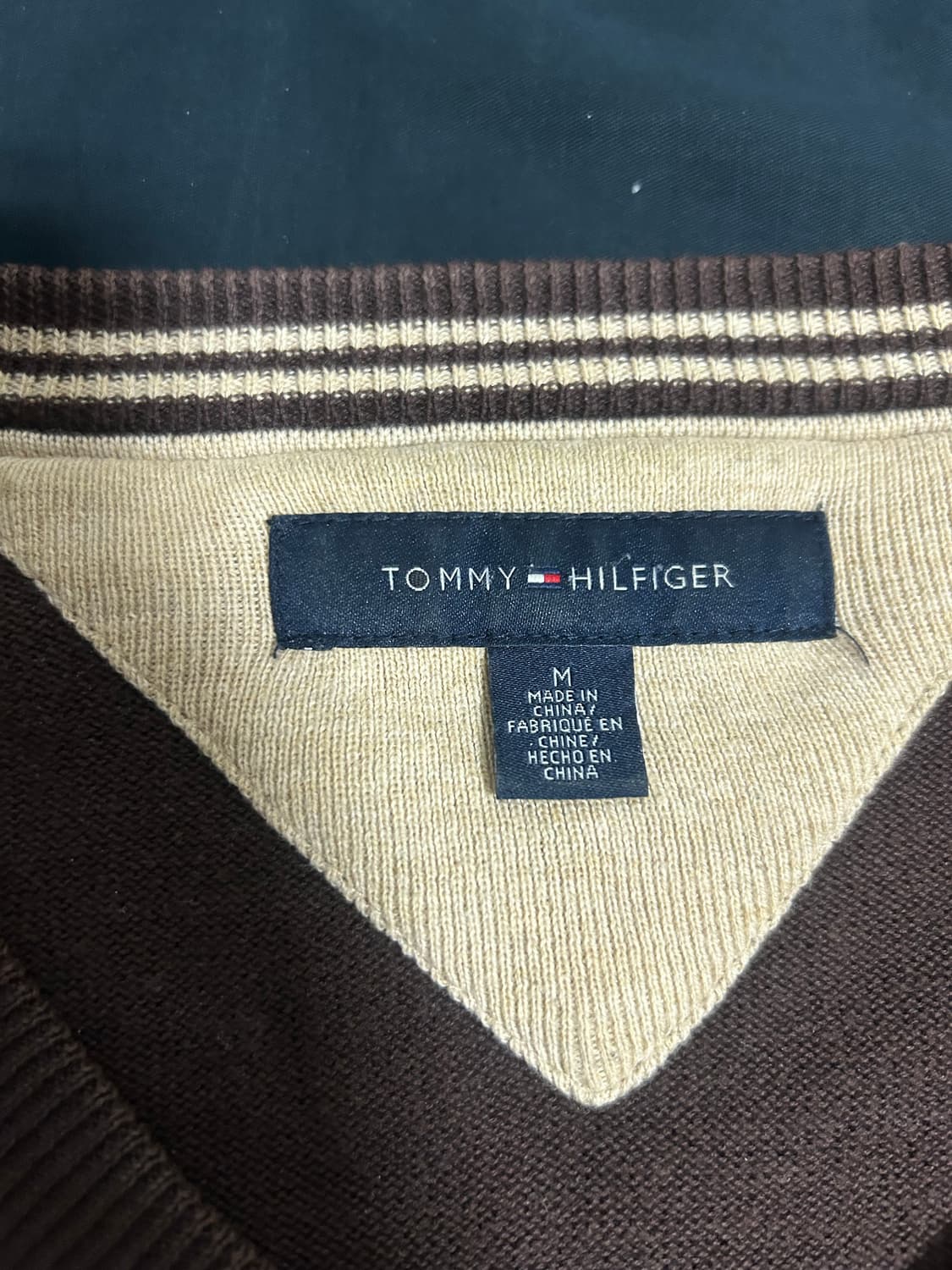 타미힐피거 브이넥 니트 브라운 빈티지 m 상품이미지2