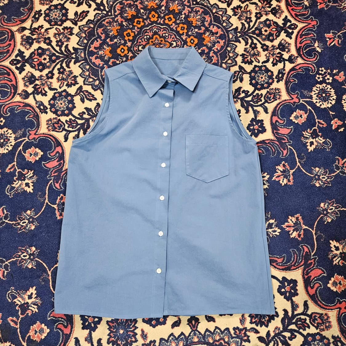 스무스무드 24ss 블루 슬리브리스 셔츠 Free 상품이미지2