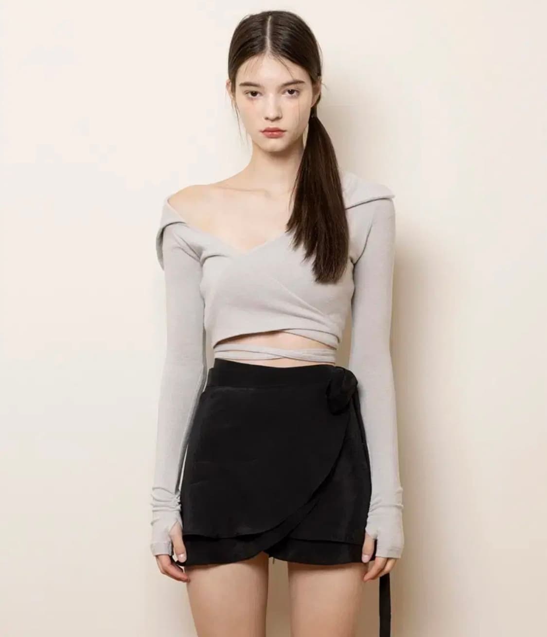 낫유어로즈 jenny wrap t shirt 그레이 상품이미지1