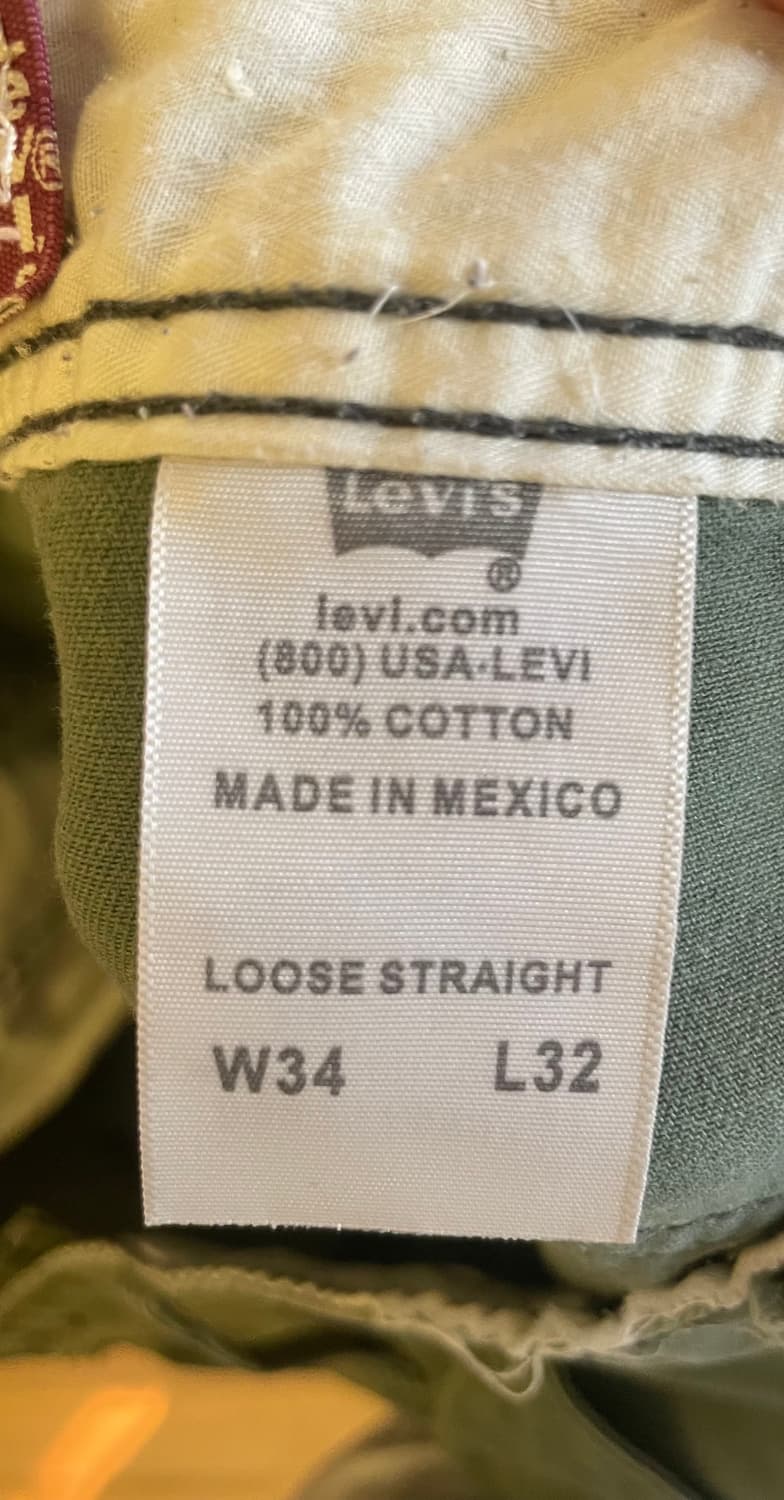 [34X32] 00s 리바이스 카고 바지 올리브 그린 상품이미지7