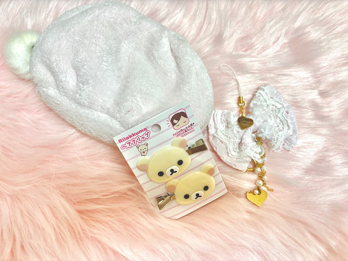 히메갸루 라떼갸루 파우치 세트 코리락 헤어핀 리본키링 상품이미지1