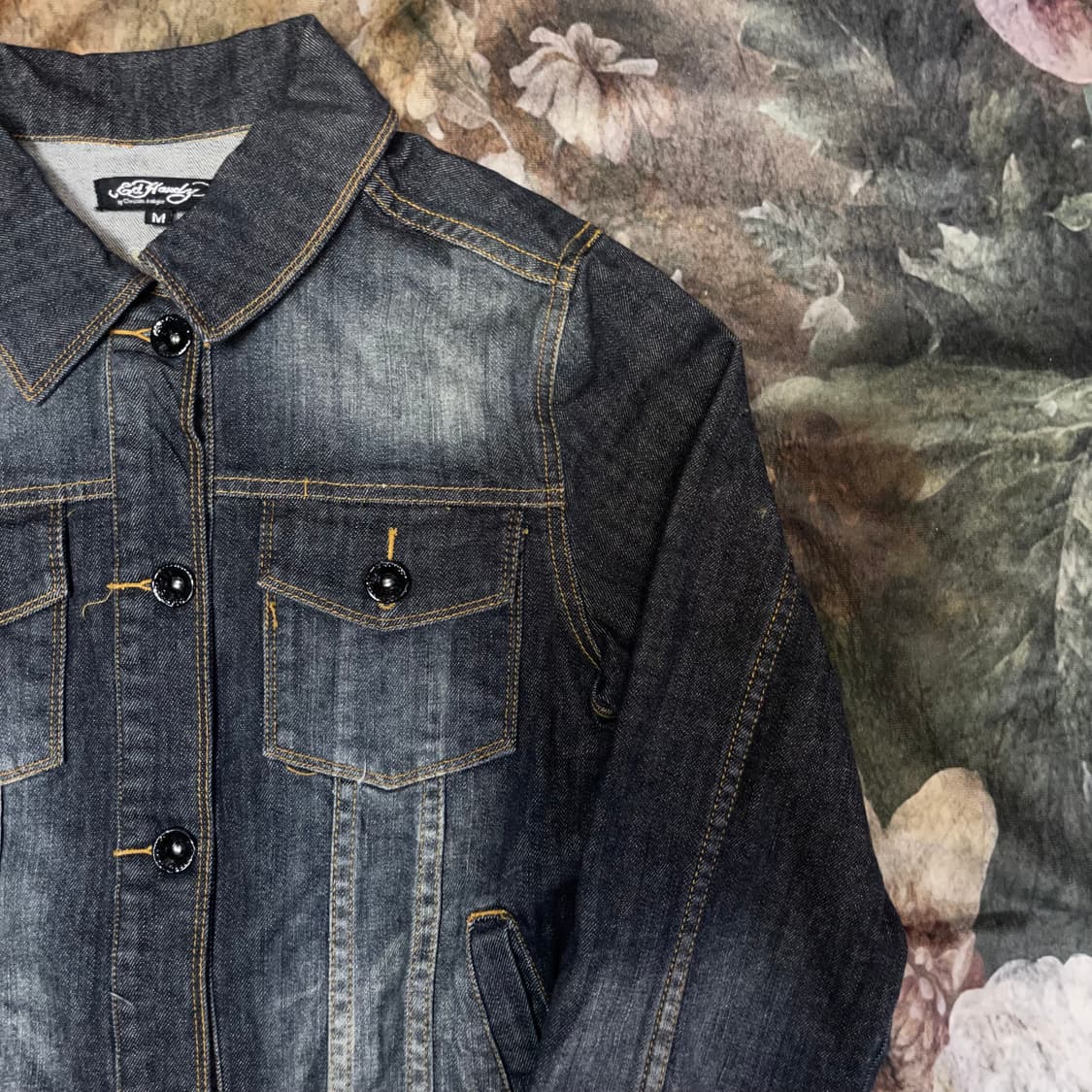 일본 빈티지 GdHondy 자수 백로고 워싱데님자켓 M 상품이미지2