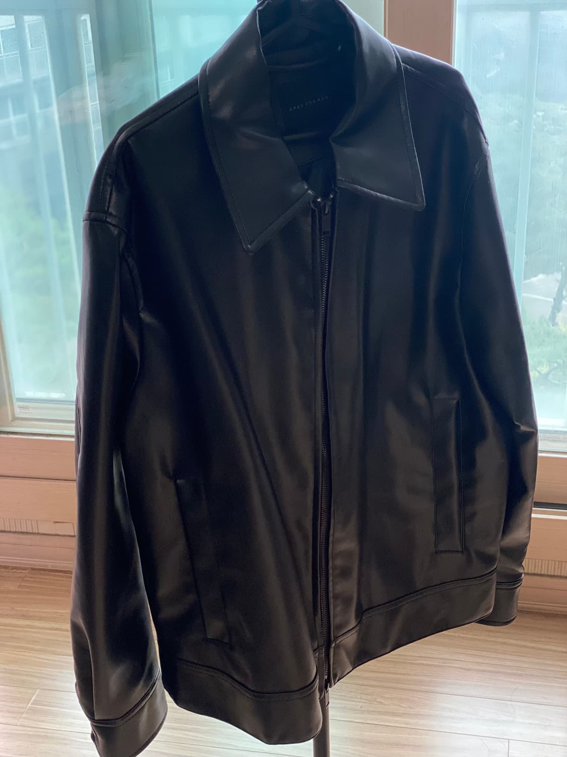 새상품 SPAO 스파오 미니멀 레더 자켓 가죽자켓 오버핏 루즈핏 상품이미지4