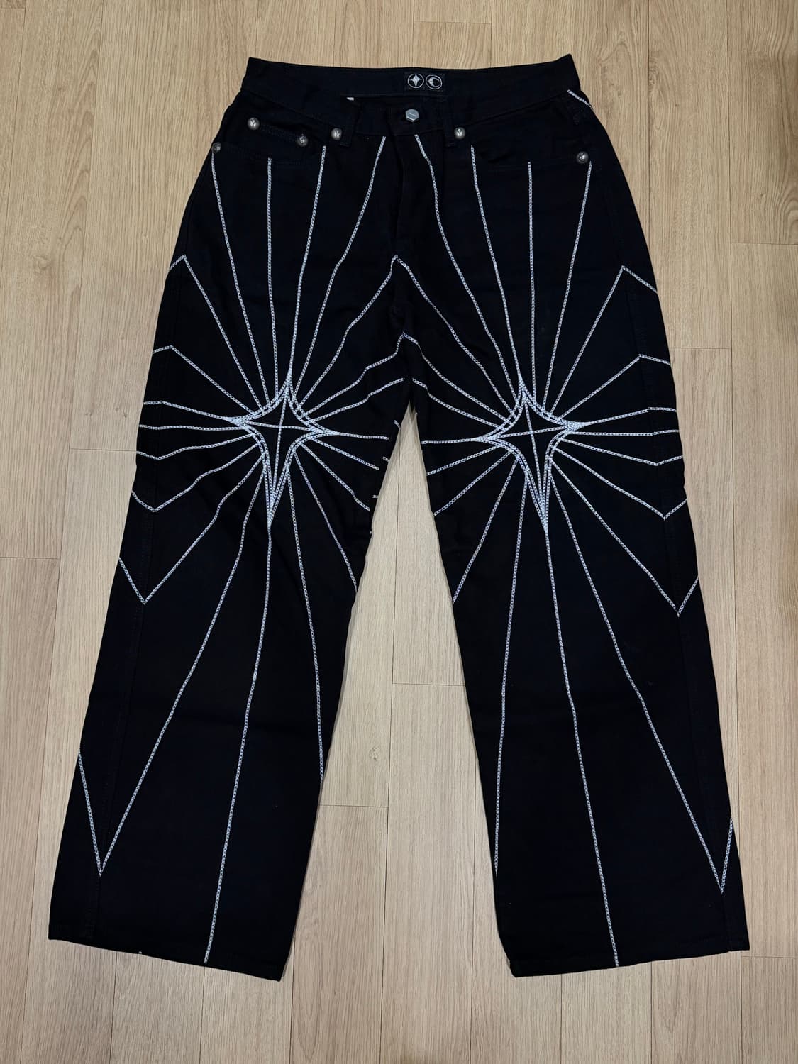 떠그클럽 Chain Stitch Denim Pants (블랙 1사이즈) 상품이미지2