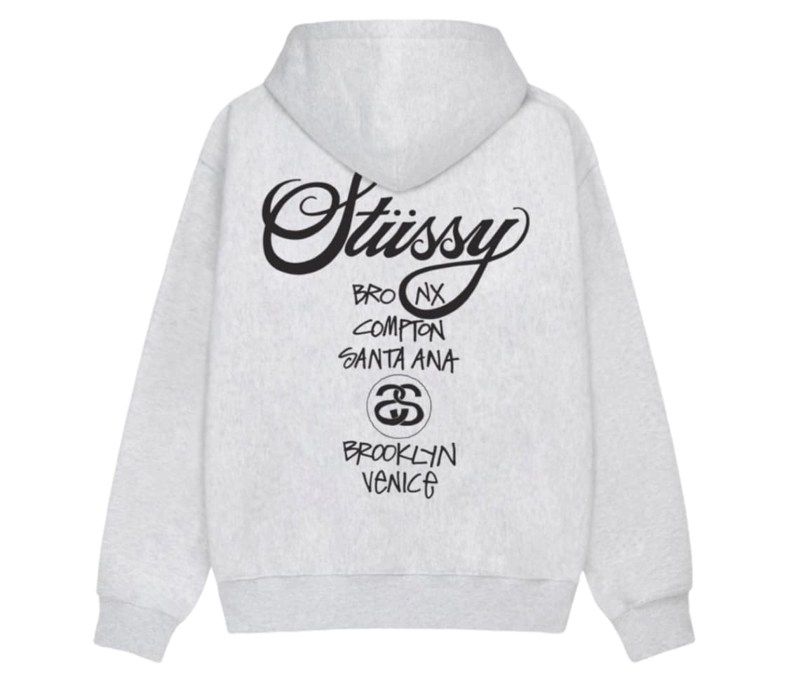 스투시 월드투어 후드 애쉬 헤더 m 상품이미지4