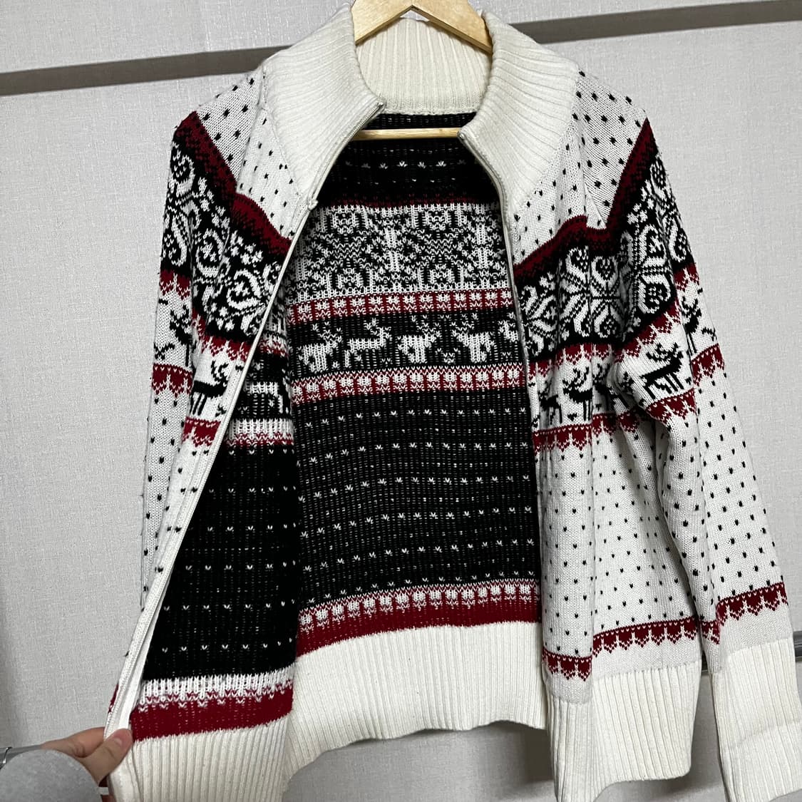 노르딕 사슴 패턴 니트 집업 가디건 L 상품이미지7