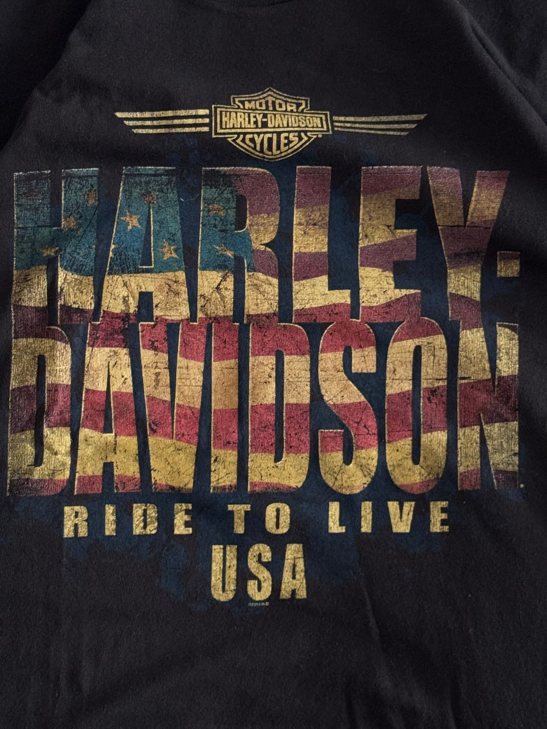 [XXL] 90s-00s 빈티지 할리데이비슨 flag 로고 티셔츠 상품이미지2