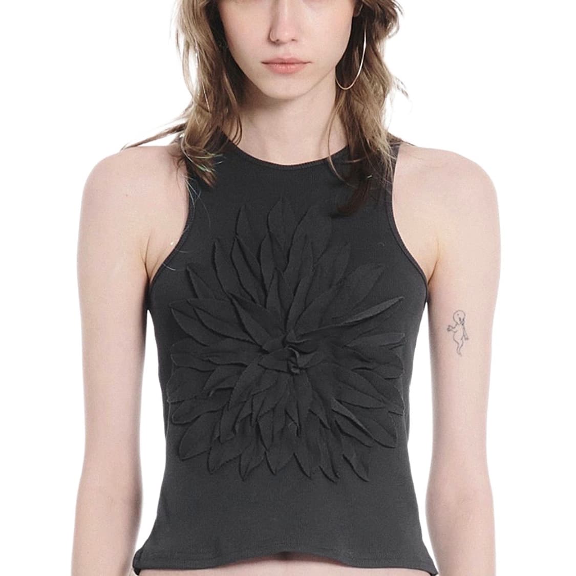 Flower Ribbed sleeveless 상품이미지1