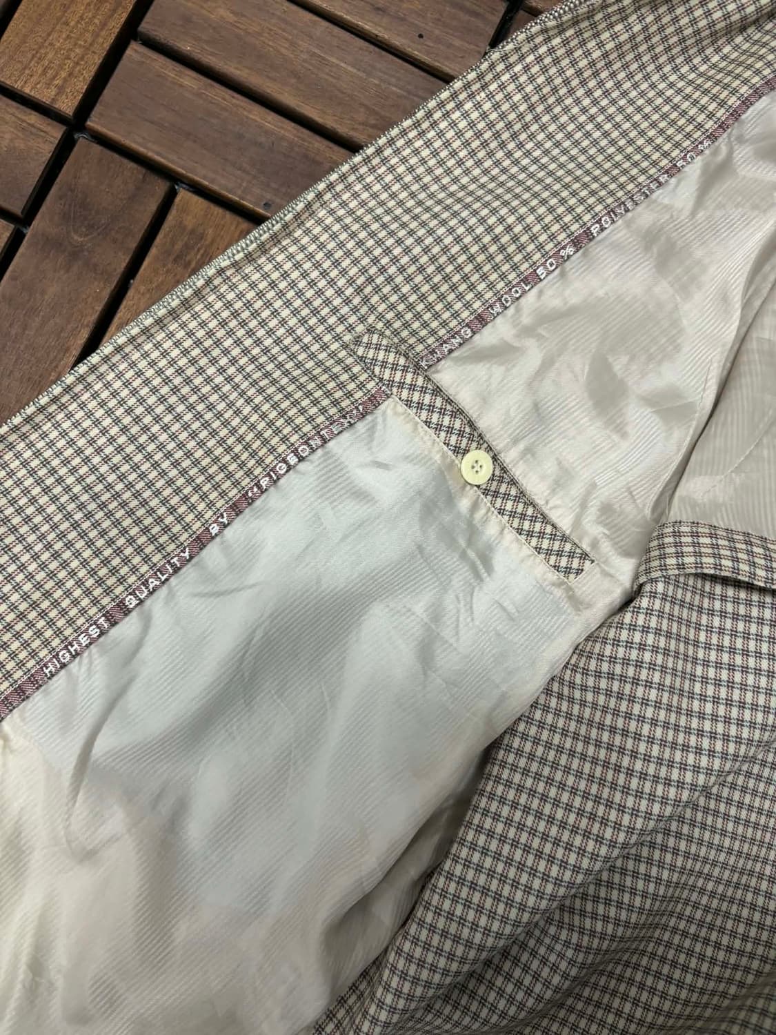 [95] 입생로랑 90s 체크 울 스윙탑 블루종 자켓 상품이미지4