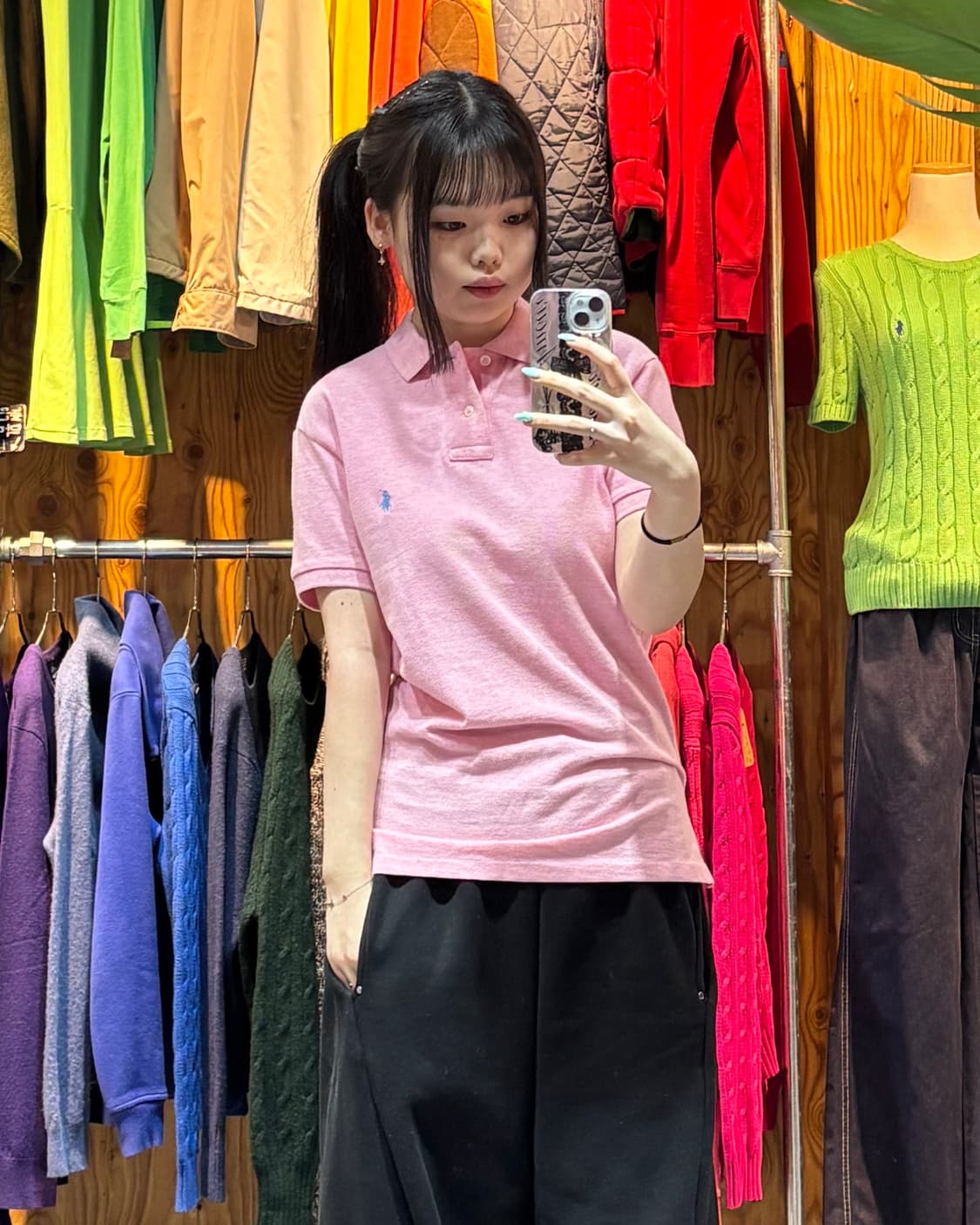 S 폴로랄프로렌 커스텀핏 라이트핑크 카라 반팔 . 상품이미지1