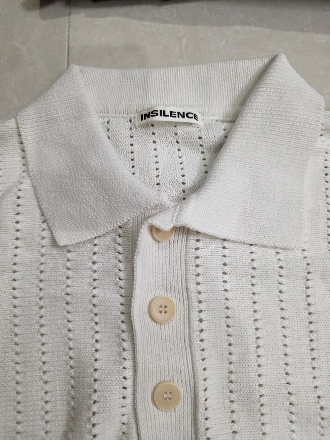 인사일런스 펀칭 코튼 반팔 니트(크림) 상품이미지2