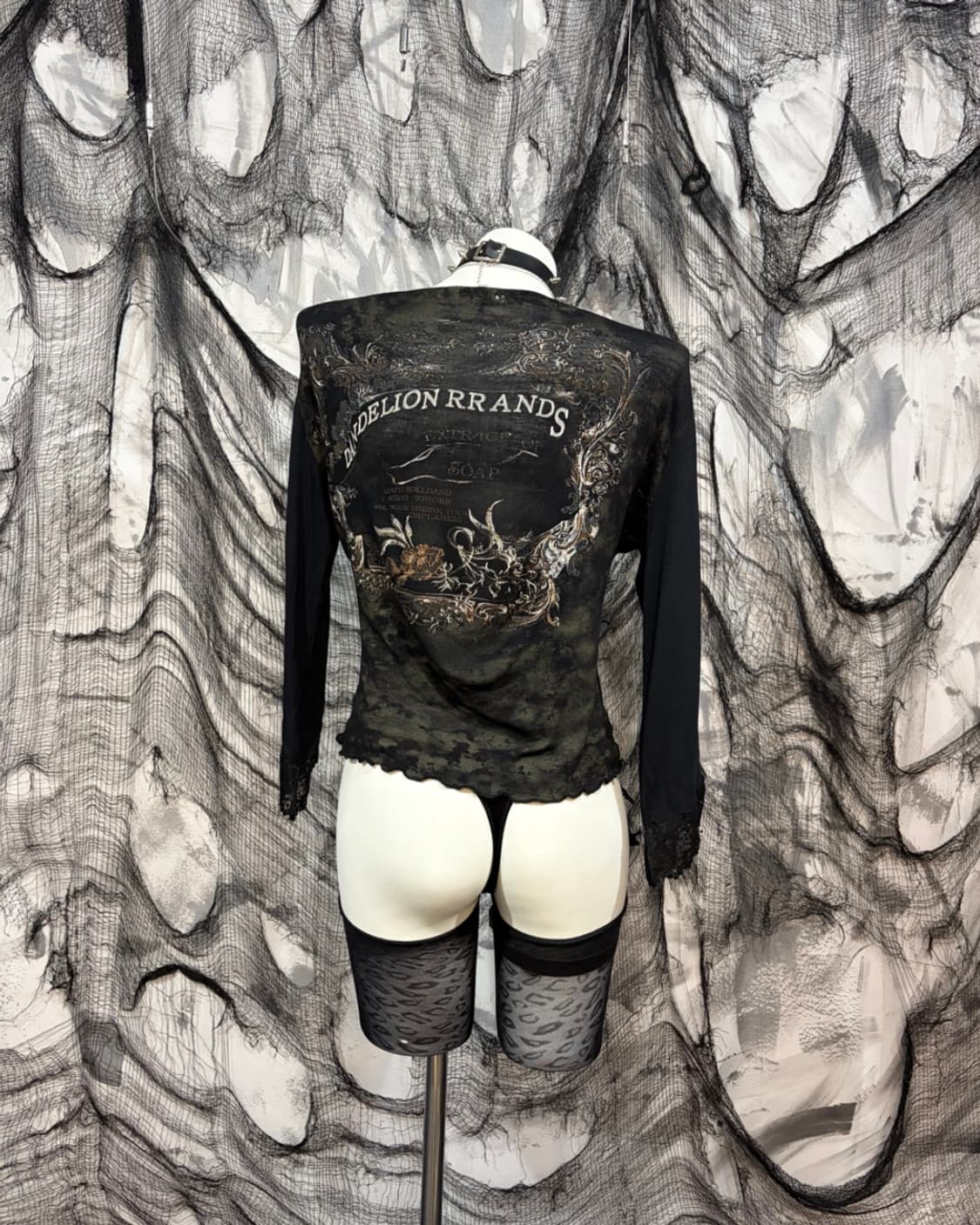 Y2K Punk lace off-shoulder blouse 상품이미지4