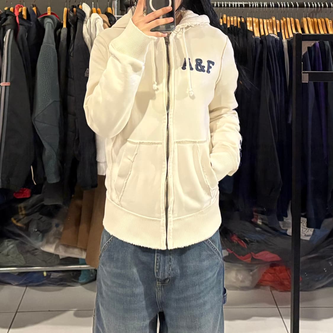 아베크롬비 화이트 후드집업 상품이미지2