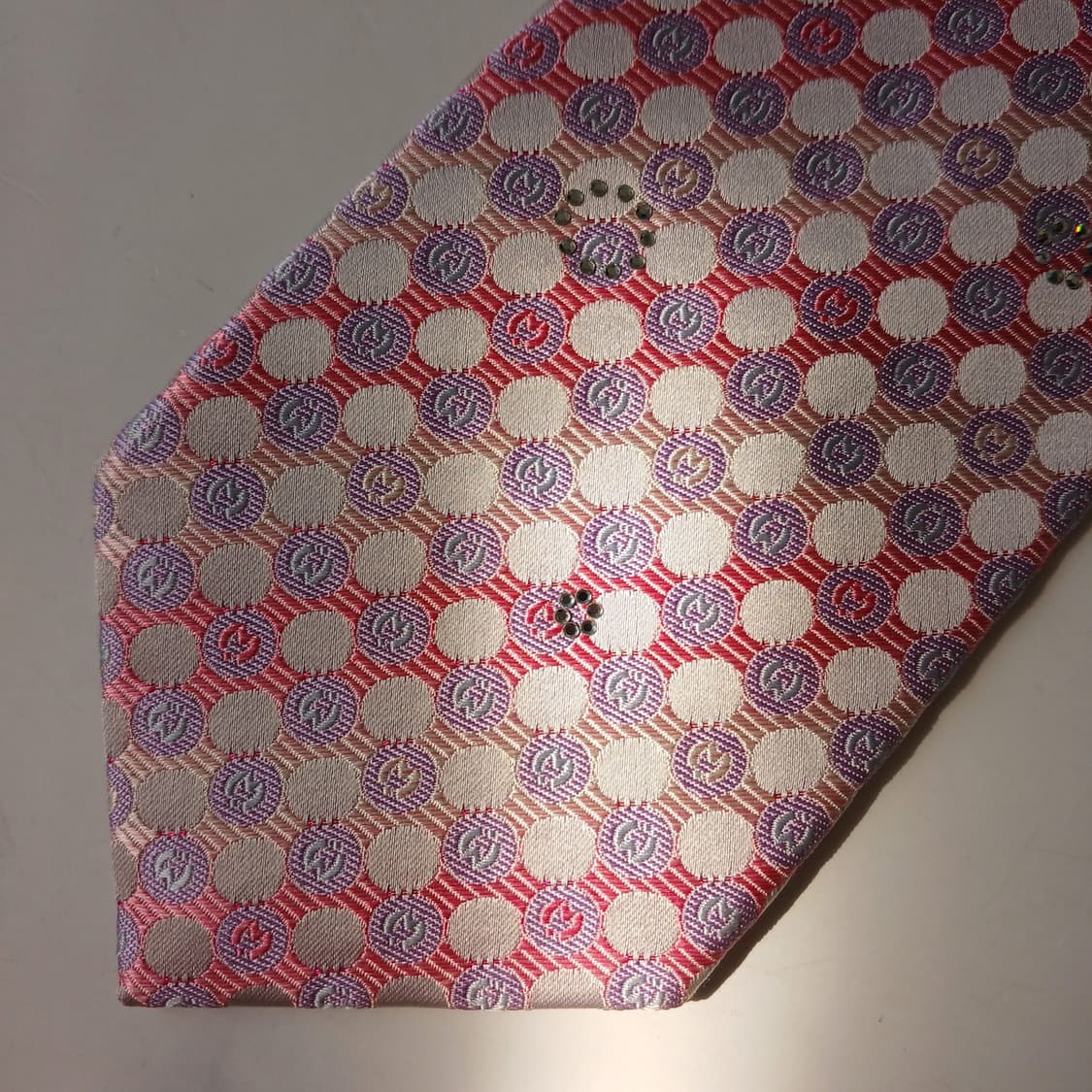 밀라숀 실크 핑크 로고 패턴 넥타이 9.5cm S~A+등급 E809
 상품이미지7