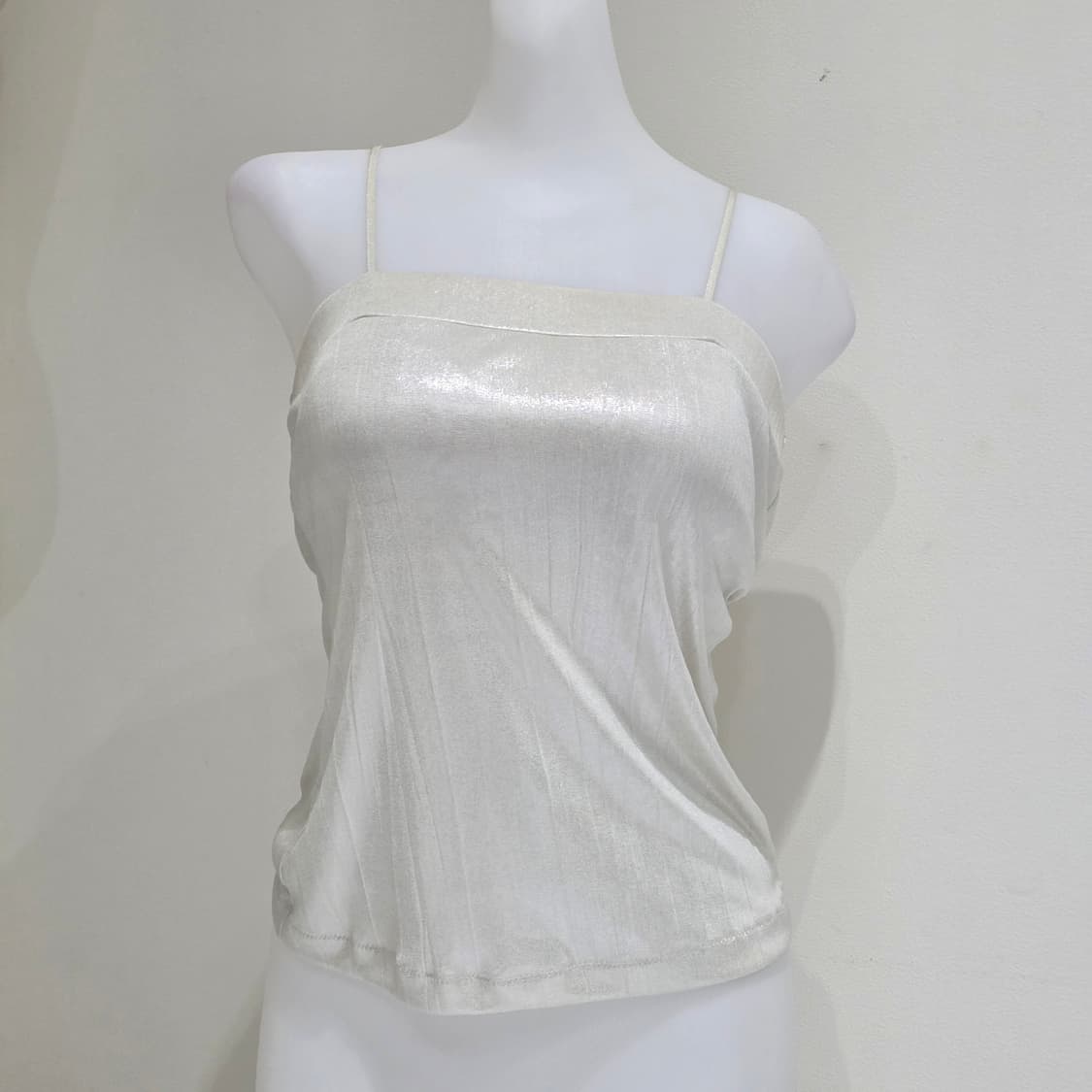 일본빈티지)화이트실버 페어리 y2k 패드o 섹시 슬리브리스 나시탑 상품이미지2