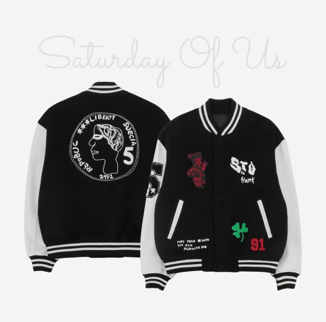 STU X HANK 바시티 자켓 블랙 L [에스티유 행크] 상품이미지2