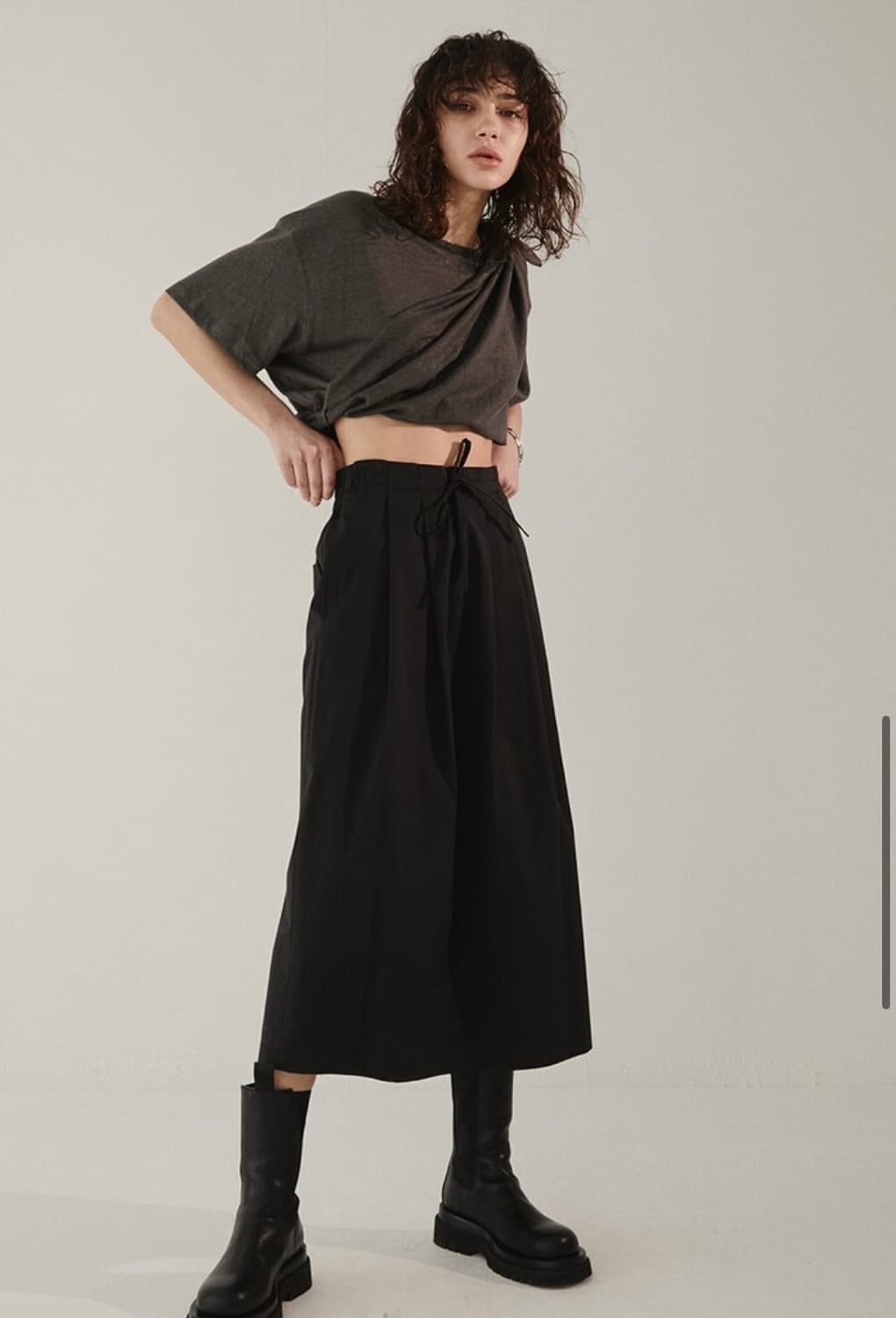 메종마레 cotton easy skirt 블랙 롱스커트 롱치마 상품이미지4