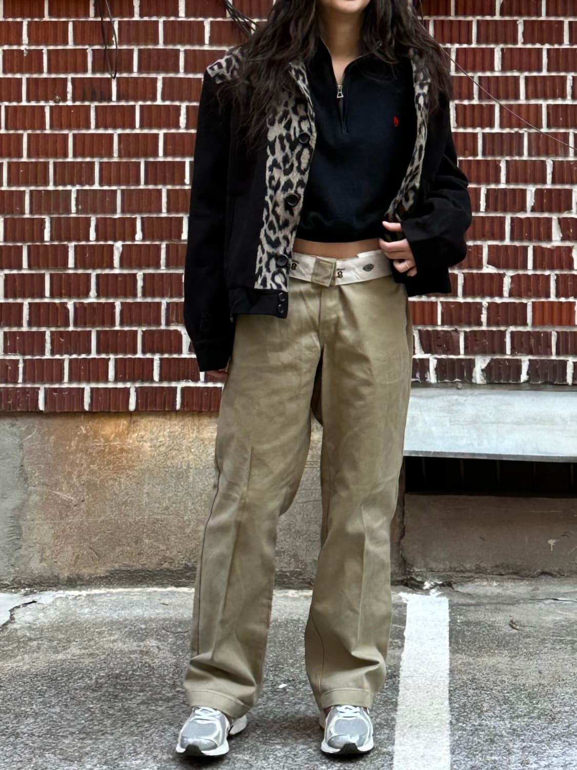 레오파드 자켓 폴로 크롭 니트 디키즈874팬츠 코디 상품이미지2