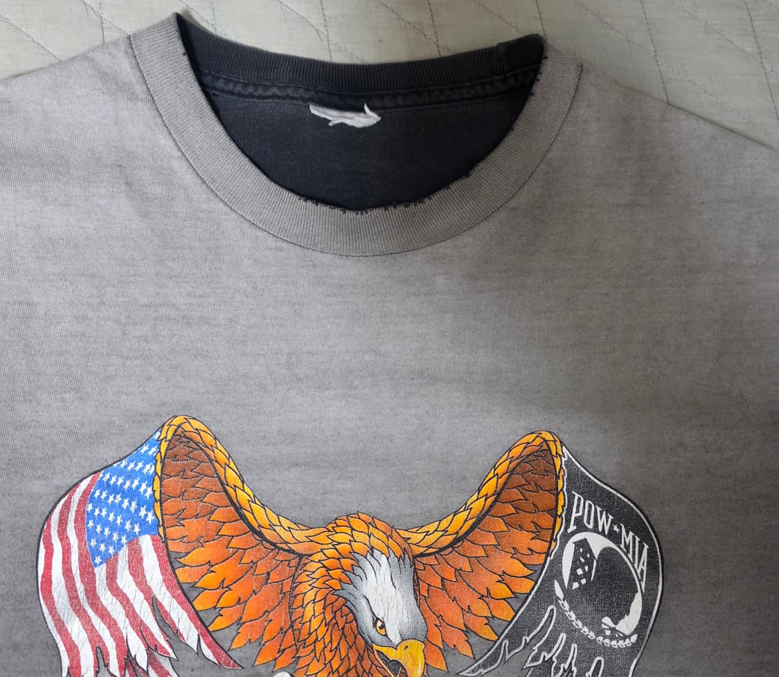 [OS] 00s 빈티지 이글 프린팅 반팔 티셔츠 트래쉬드 페이드 그레이 상품이미지6