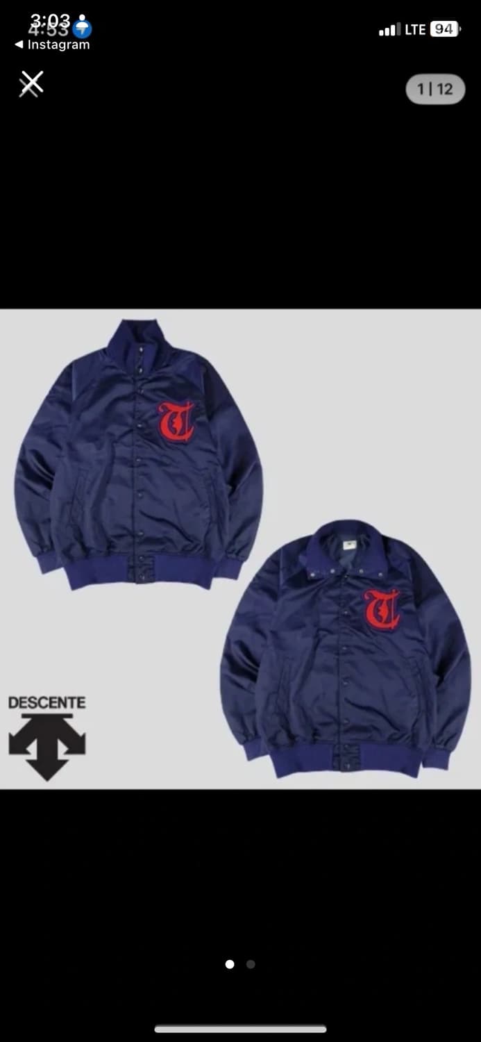 데상트 JP 네이비 레드 빅부클로고 바시티자켓 스타디움점퍼 야구점퍼 L 상품이미지1