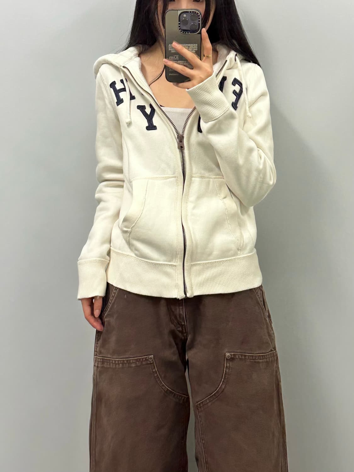 아베크롬비 y2k 와투케 아방핏 화이트 후드집업 상품이미지1