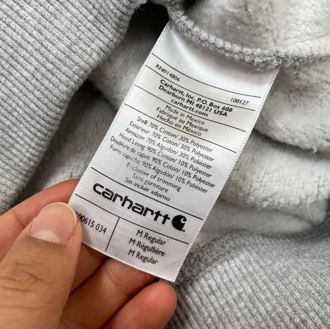 칼하트 Carhartt 그레이 오리지널핏 기모 후드티 M 상품이미지3