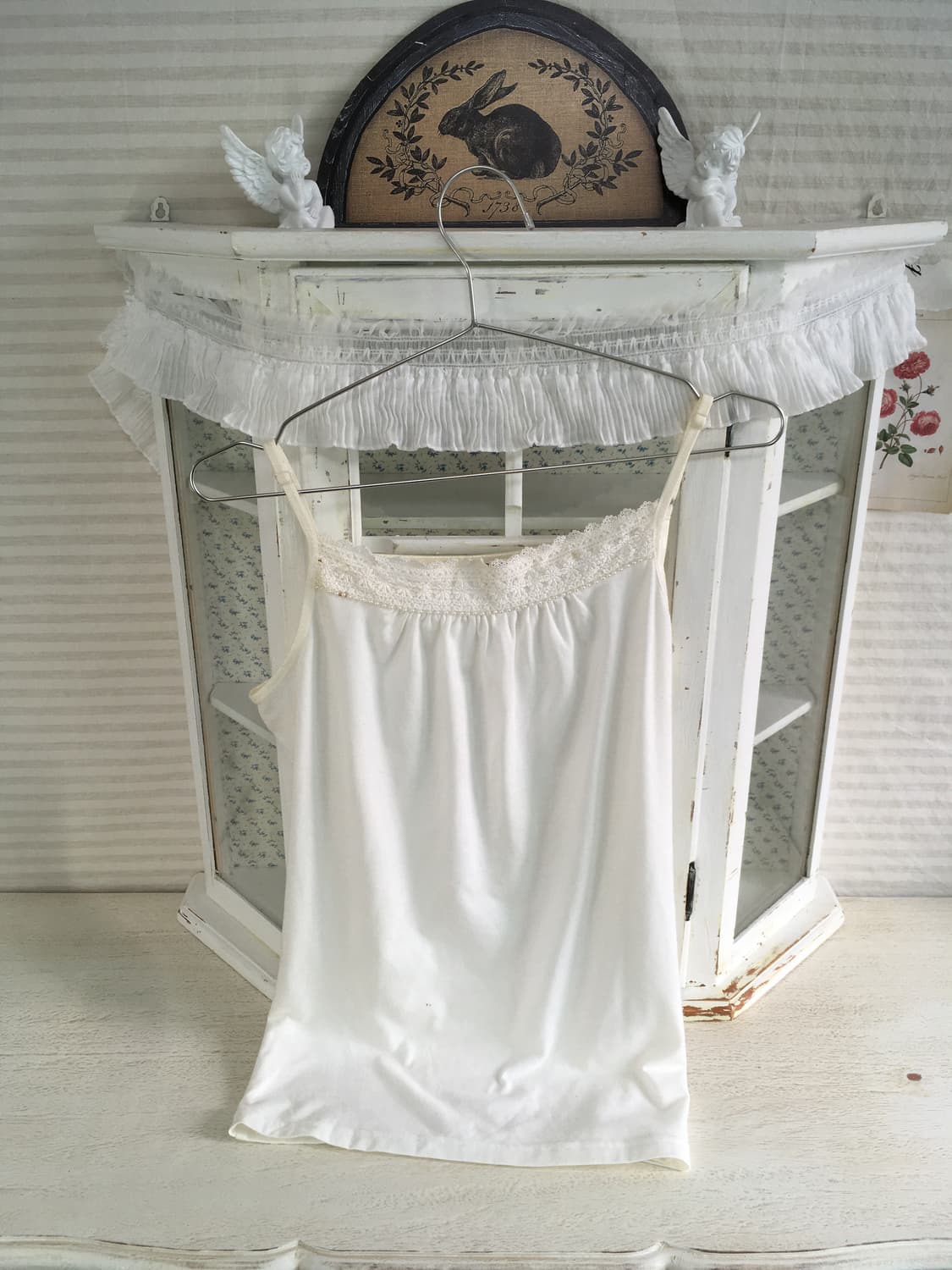 Set)민트 울 가디건 + 로즈 머플러 + 레이스 슬리브리스 상품이미지8