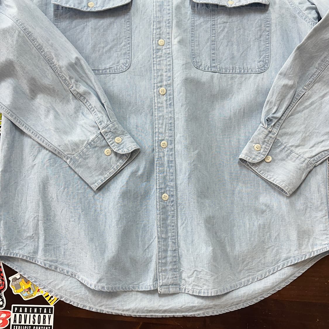 80s 올드 갭 샴브레이 워크 셔츠 M 상품이미지4