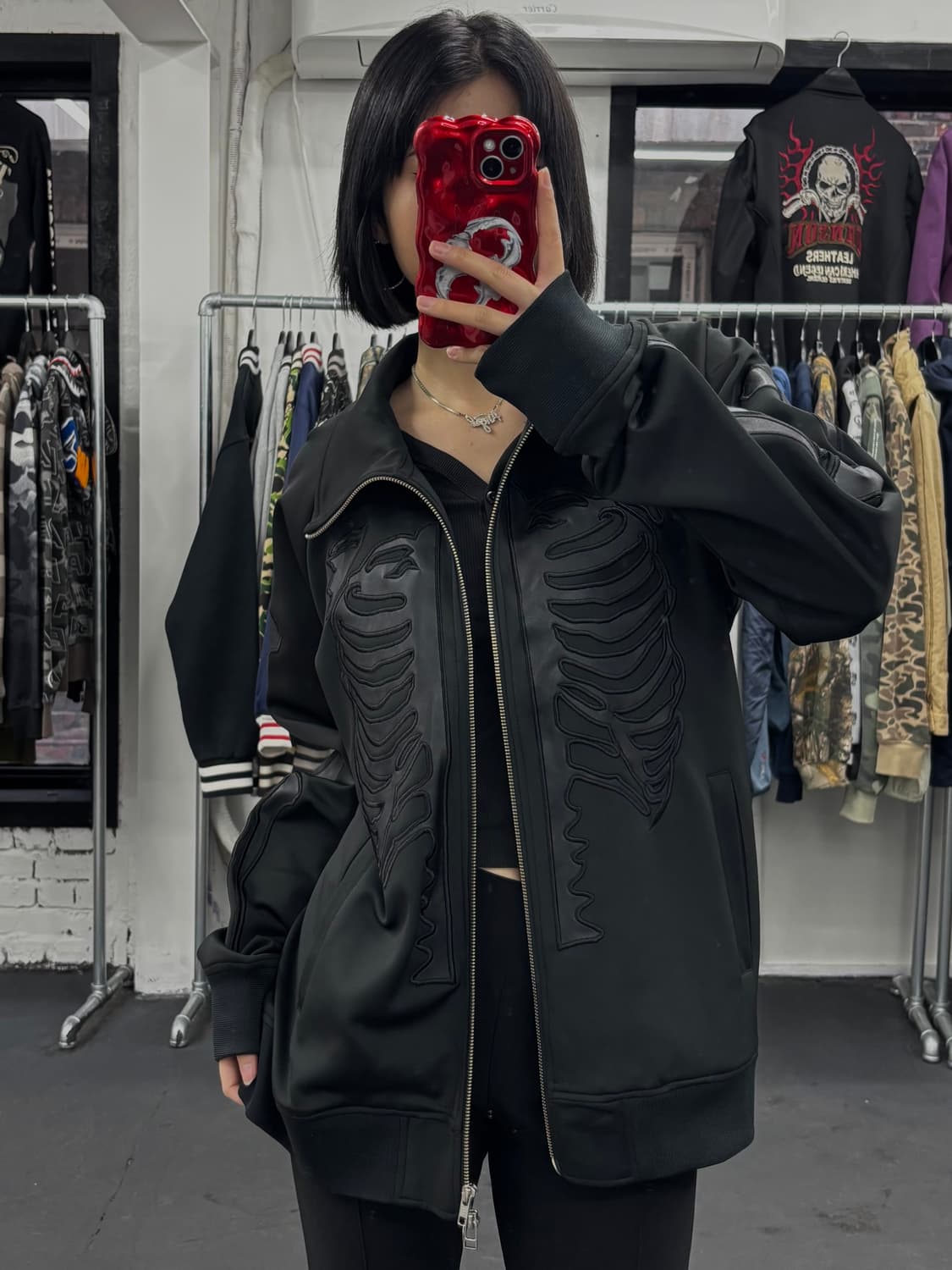 밴슨 레더 본 블랙 져지 상품이미지4