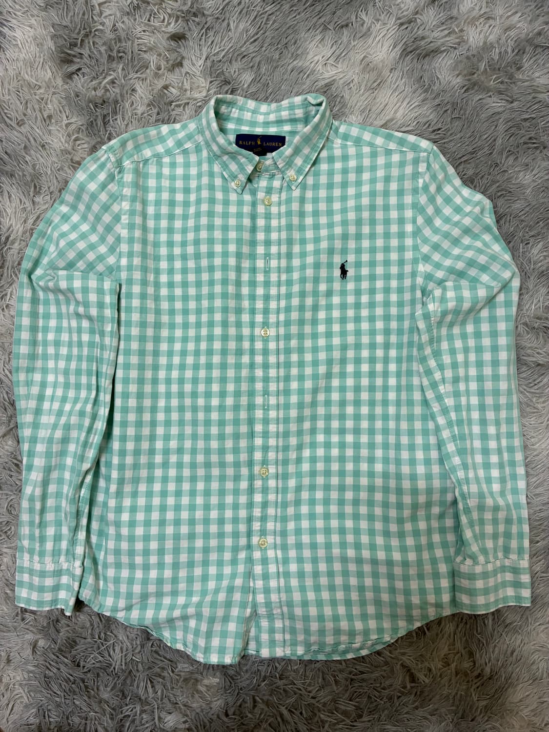 폴로 랄프로렌 핀터깔 청록 체크 셔츠(xl) 상품이미지2