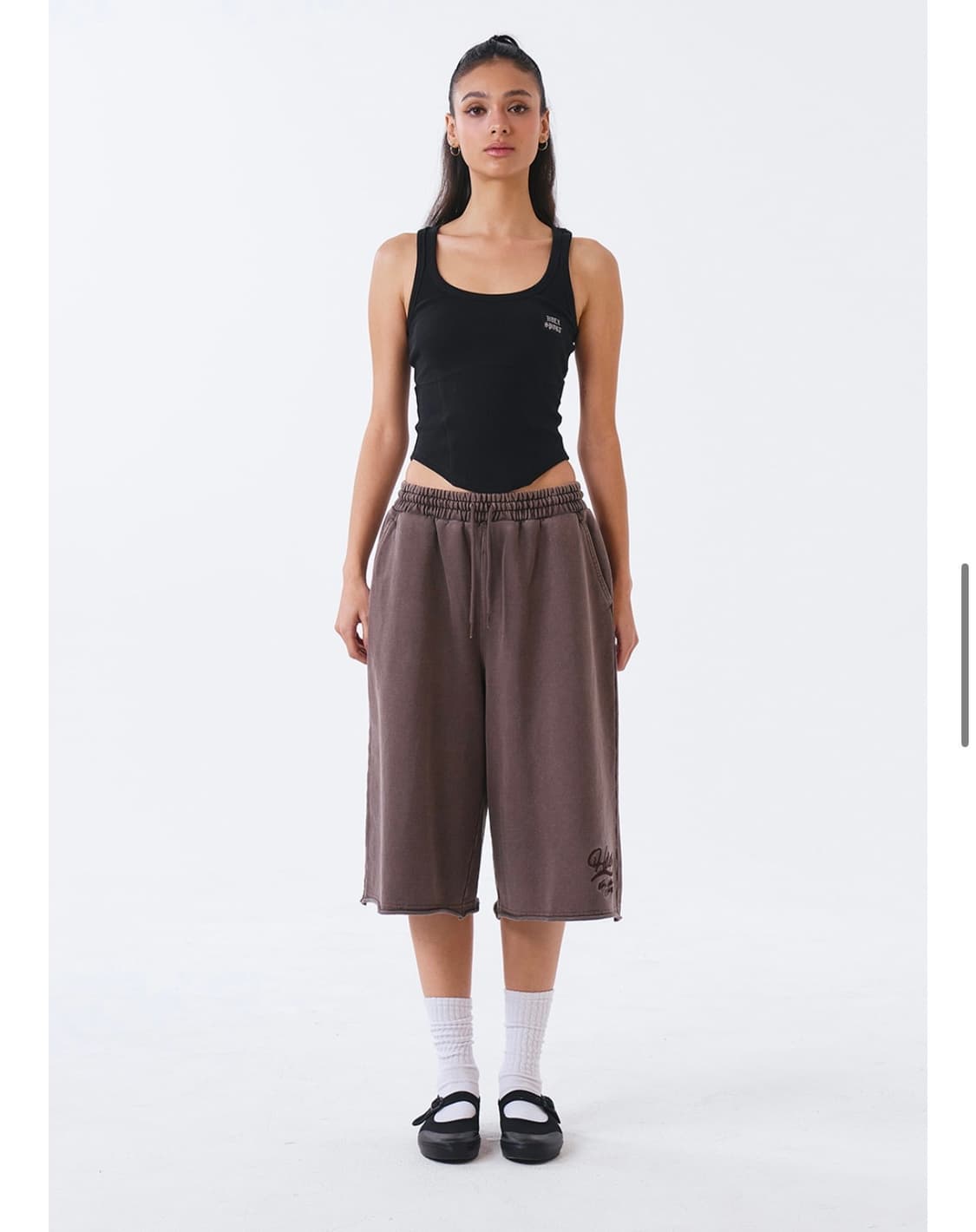  에이치덱스 피그먼트 컷팅 버뮤다 쇼츠 브라운컬러 상품이미지2