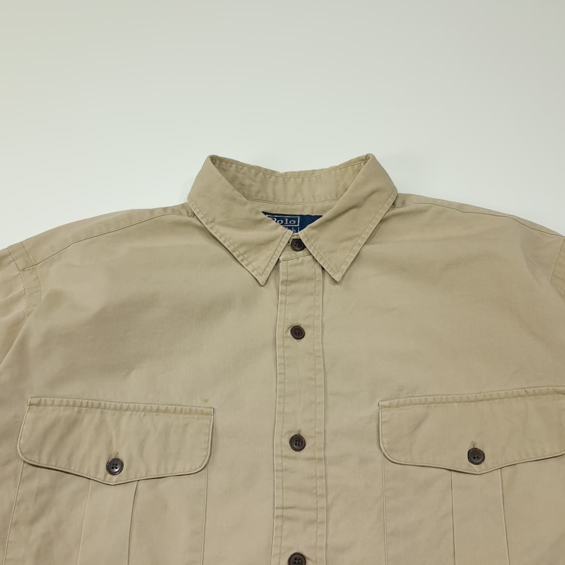 CL848 L 폴로 90s 엘보우 패치 베이지 헌팅 셔츠 남방 상품이미지2