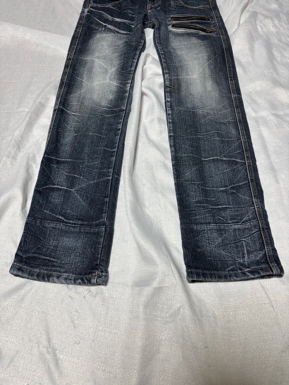 “Unknown” 2Belt Y2K Crack Washing Zipper 상품이미지2