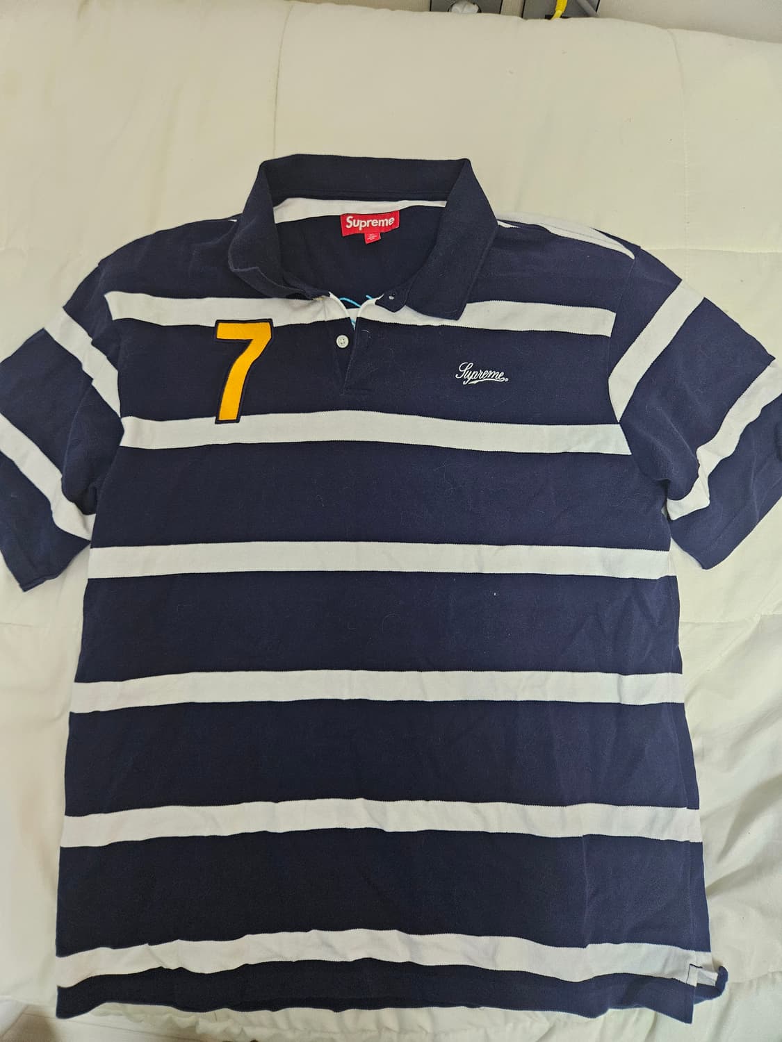 슈프림 커시브 폴로 네이비 상품이미지1