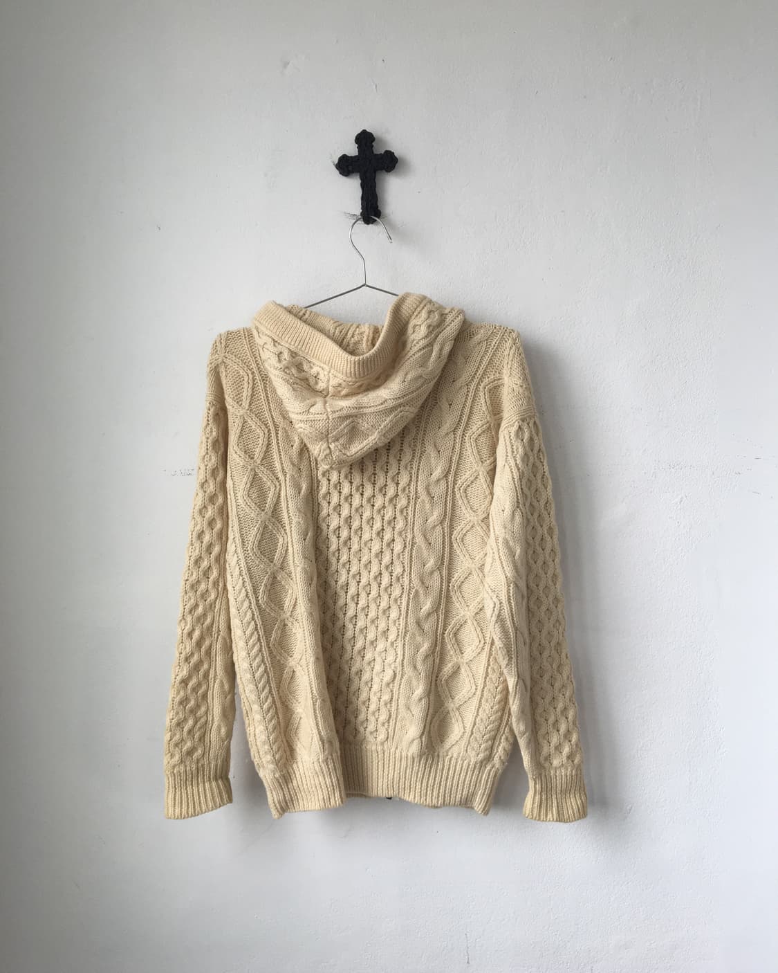 Woolen knit cable hood zip up 상품이미지3