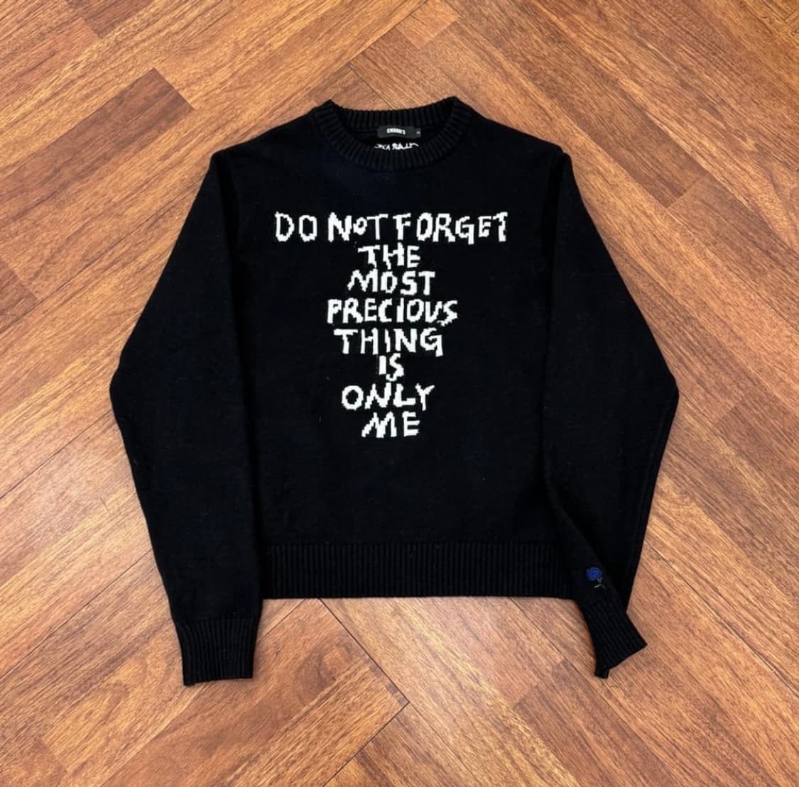 95~100 CHARM'S 참스 레터링 블랙 니트 상품이미지1