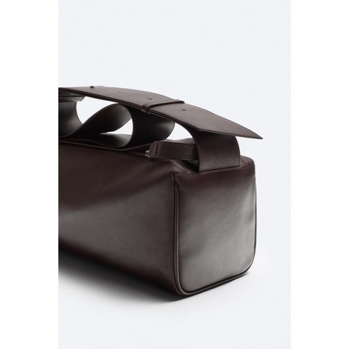 자라 XL 직사각형 가죽 크로스바디 백 브라운 새 상품 상품이미지7