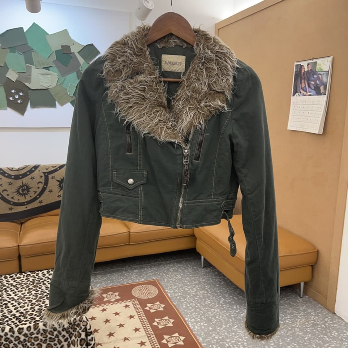 빈티지 핀터걸 보헤미안 시크 퍼 무스탕 크롭 자켓 90 C09624 상품이미지3