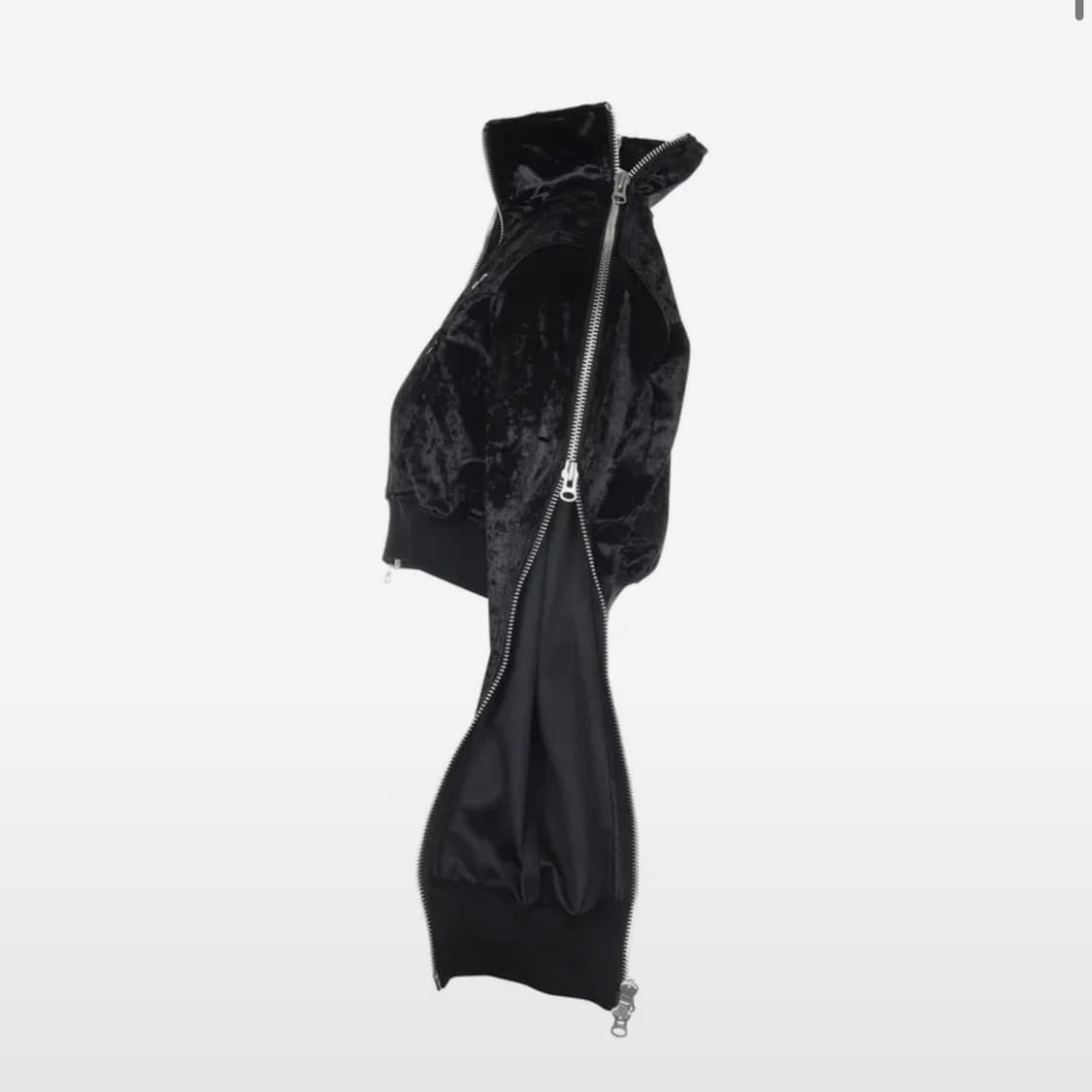 써저리 사이드 지퍼 벨벳 크롭 트랙 자켓 블랙 상품이미지2